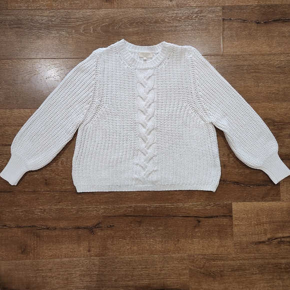 Sezane Beige Cable Knit Crew Neck Sweater - Picture 2 of 9